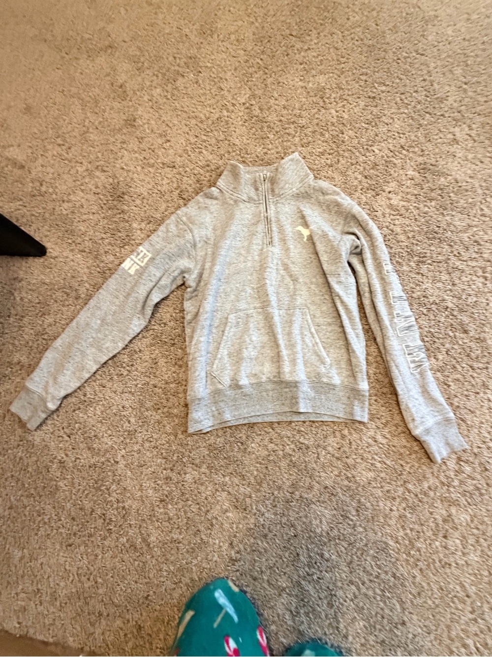 PINK Victoria's Secret Light Gray Quarter-Zip Pullover
